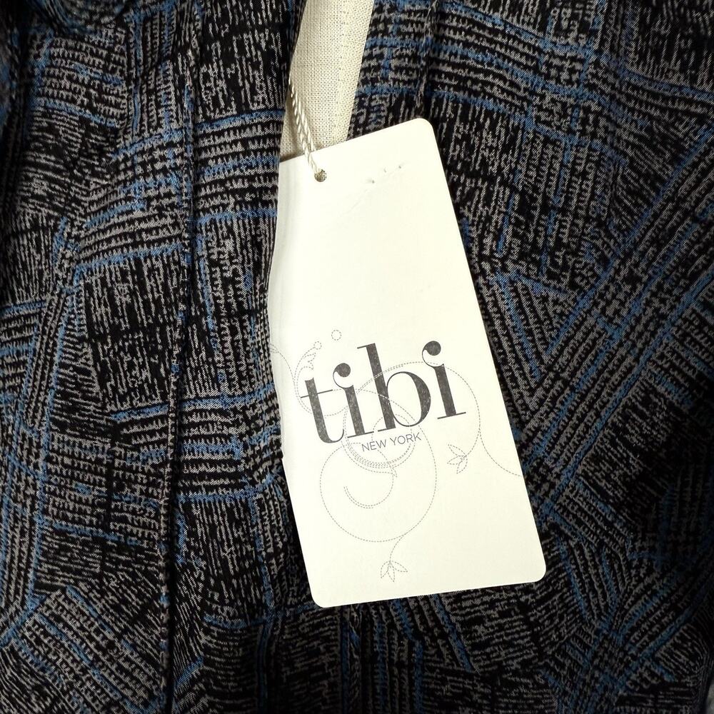 NWT Tibi 100% Silk Ruffle Dress Women's Size 0 S Black Blue Whimsical - Picture 6 of 11